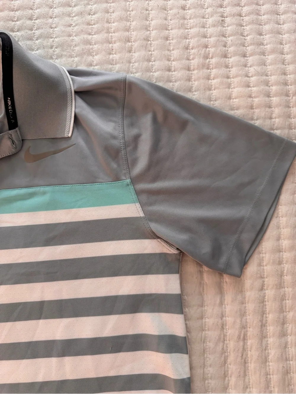 Nike grey striped Golf Tour Performance Dri-FIT polo- Size S